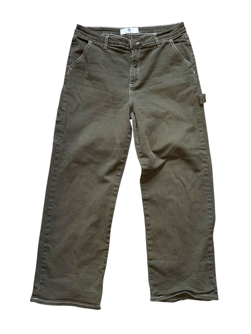 Flying Angel Olive Green Carpenter Pants - Contrast Stitch - Size 15/32